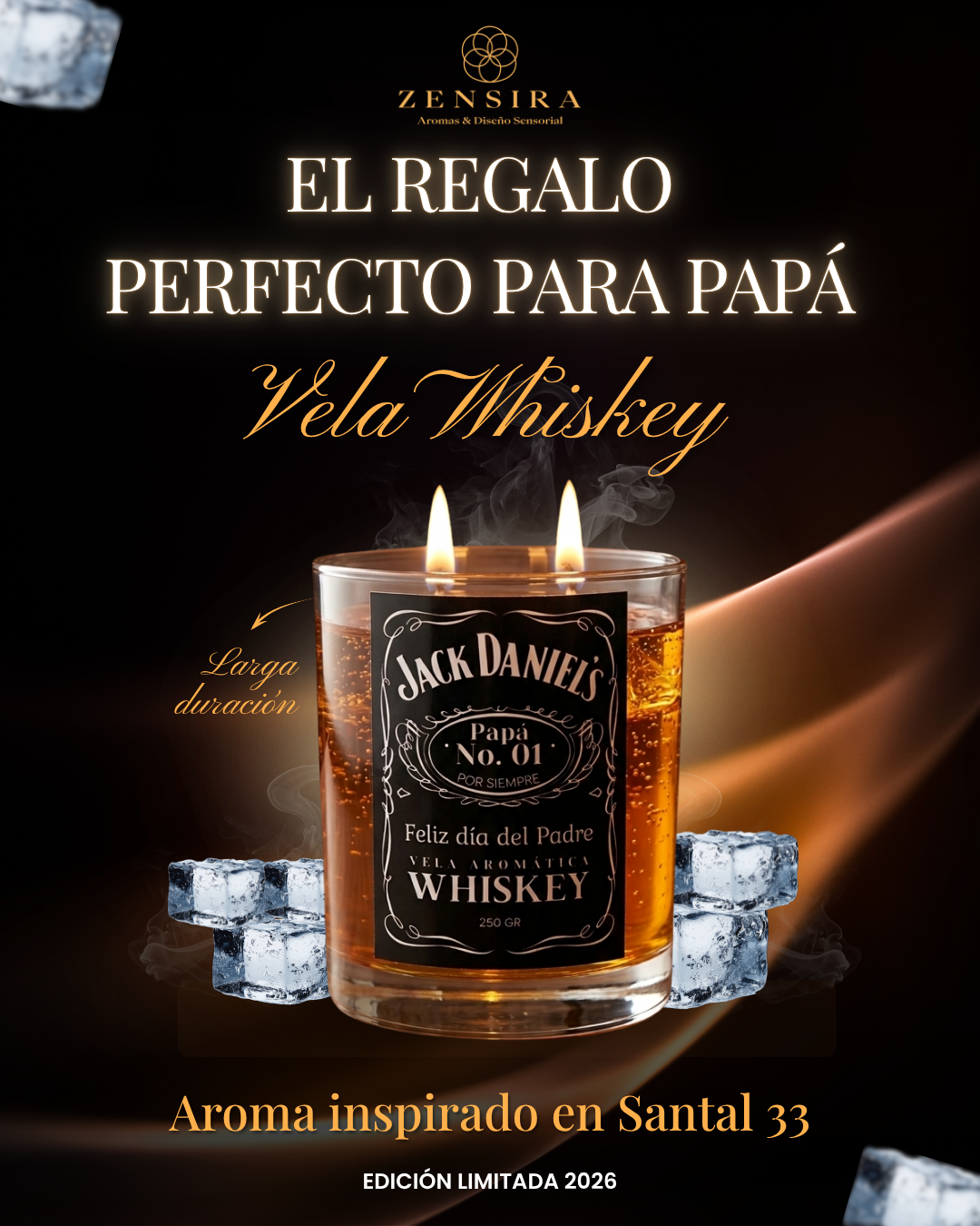 Vela "Whiskey en las Rocas" Edición Limitada Día del Padre